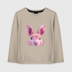 Лонгслив хлопковый детский Розовый заяц - портрет кролика, цвет: миндальный