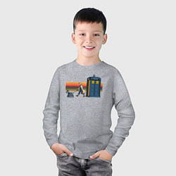 Лонгслив хлопковый детский Телефонная будка Доктор Кто, цвет: меланж — фото 2