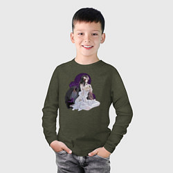Лонгслив хлопковый детский Повелитель Альбедо, цвет: меланж-хаки — фото 2