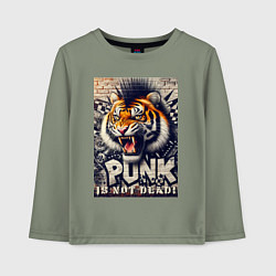 Лонгслив хлопковый детский Cool tiger - punks not dead, цвет: авокадо