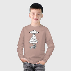 Лонгслив хлопковый детский Космонавт и пицца, цвет: пыльно-розовый — фото 2