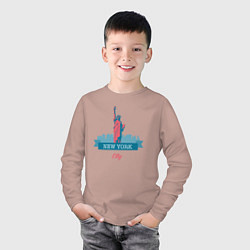 Лонгслив хлопковый детский Статуя Свободы в Нью-Йорке, цвет: пыльно-розовый — фото 2