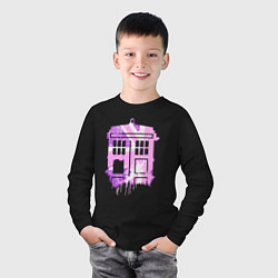 Лонгслив хлопковый детский Pink tardis, цвет: черный — фото 2