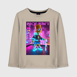 Лонгслив хлопковый детский Neon Bart - with skateboard ai art fantasy, цвет: миндальный