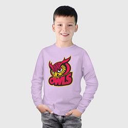 Лонгслив хлопковый детский Team owls, цвет: лаванда — фото 2