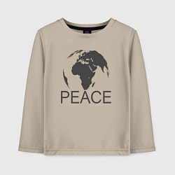 Лонгслив хлопковый детский Peace the world, цвет: миндальный