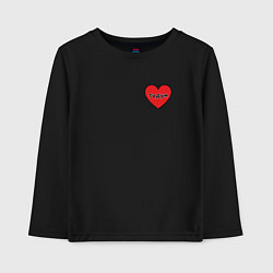 Лонгслив хлопковый детский Звук биения сердца из манги комикса тудум, цвет: черный