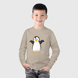 Лонгслив хлопковый детский Веселый пингвин красивый, цвет: миндальный — фото 2