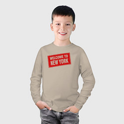 Лонгслив хлопковый детский Welcome to New York, цвет: миндальный — фото 2
