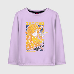 Лонгслив хлопковый детский Клинок, рассекающий демонов Зеницу с катаной, цвет: лаванда