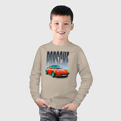 Лонгслив хлопковый детский Порше 911 немецкий спорткар, цвет: миндальный — фото 2