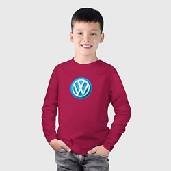 Лонгслив хлопковый детский Volkswagen logo blue, цвет: маджента — фото 2