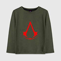 Лонгслив хлопковый детский Red logo of assassins, цвет: меланж-хаки