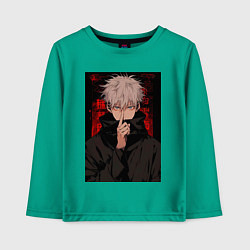 Лонгслив хлопковый детский Магическая битва Тогэ Инумаки, цвет: зеленый