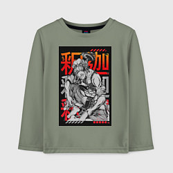 Лонгслив хлопковый детский Повесть о конце света Будда Древнеиндийский бог, цвет: авокадо