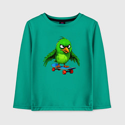 Лонгслив хлопковый детский Зелёный скейтбордист, цвет: зеленый