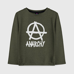 Лонгслив хлопковый детский Символ анархизма, цвет: меланж-хаки