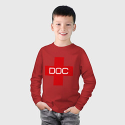 Лонгслив хлопковый детский Доктор, цвет: красный — фото 2