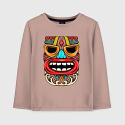 Лонгслив хлопковый детский Tiki mask, цвет: пыльно-розовый