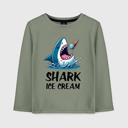 Лонгслив хлопковый детский Shark ice cream - ai art, цвет: авокадо