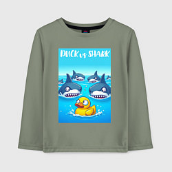 Лонгслив хлопковый детский Duck vs shark - ai art fantasy, цвет: авокадо