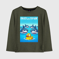 Детский лонгслив Duck vs shark - ai art fantasy