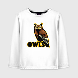 Лонгслив хлопковый детский Owls, цвет: белый