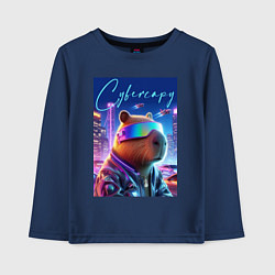 Детский лонгслив Cyber capybara - neon metropolis