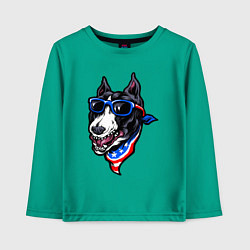 Лонгслив хлопковый детский Американский пёсик, цвет: зеленый