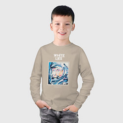 Лонгслив хлопковый детский White Lies - Big TV new merch, цвет: миндальный — фото 2