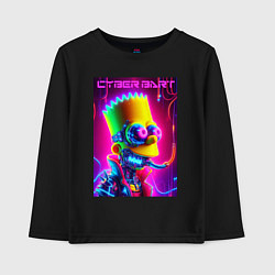 Лонгслив хлопковый детский Cyber Bart - neon glow fantasy, цвет: черный