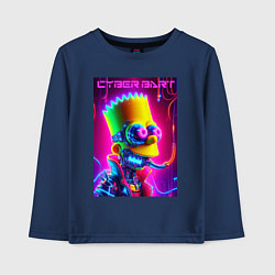 Лонгслив хлопковый детский Cyber Bart - neon glow fantasy, цвет: тёмно-синий