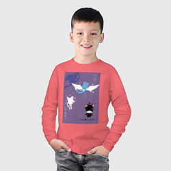 Лонгслив хлопковый детский Хвост Феи Хэппи, цвет: коралловый — фото 2