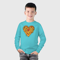 Лонгслив хлопковый детский Pizza heart, цвет: бирюзовый — фото 2