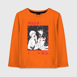 Лонгслив хлопковый детский Человек-бензопила Денджи Пауэр Аки Хаякава, цвет: оранжевый