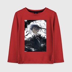 Лонгслив хлопковый детский Тёмный дворецкий Сиэль Фантомхайв вороны, цвет: красный