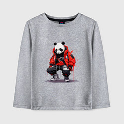 Детский лонгслив Модная панда в красной куртке