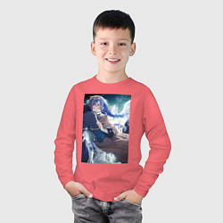 Лонгслив хлопковый детский Реинкарнация безработного Рокси Мигурдия и спасите, цвет: коралловый — фото 2