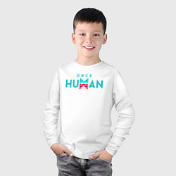 Лонгслив хлопковый детский Once human logo, цвет: белый — фото 2