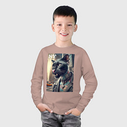 Лонгслив хлопковый детский Cool dude panther from New York - ai art, цвет: пыльно-розовый — фото 2