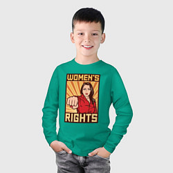 Лонгслив хлопковый детский Права женщин, цвет: зеленый — фото 2