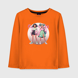 Лонгслив хлопковый детский Крутые девочки на подиуме, цвет: оранжевый