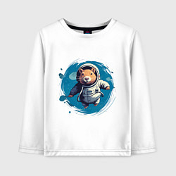 Лонгслив хлопковый детский Капибара в скафандре, цвет: белый