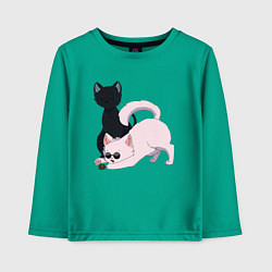 Лонгслив хлопковый детский Магическая битва Сатору Годзё Сугуру Гэто коты, цвет: зеленый