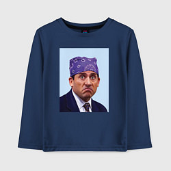 Лонгслив хлопковый детский Michael Scott - Prison mike the office meme, цвет: тёмно-синий