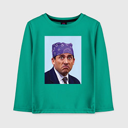 Лонгслив хлопковый детский Michael Scott - Prison mike the office meme, цвет: зеленый