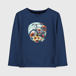 Лонгслив хлопковый детский Велосипед в цветах, цвет: тёмно-синий