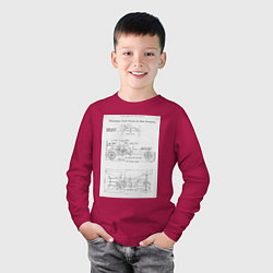Лонгслив хлопковый детский Ford чертежи автомобиля, цвет: маджента — фото 2
