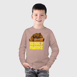 Лонгслив хлопковый детский Bearly awake, цвет: пыльно-розовый — фото 2