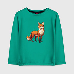 Лонгслив хлопковый детский Внимательная лиса, цвет: зеленый